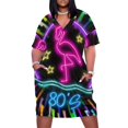 thumbnail image 2 of Vestido Retro de neón holgado con bolsillos para mujer vestidos de ceremonia ropa de verano, 2 of 7