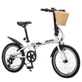 thumbnail image 5 of Ambifirner 20 Inch Folding Bike with Basket 6 Speed Foldable Bike with 100% Assembled, Double V Brakes, Phone Holder & Fenders, High-Carbon Steel Frame, Non-Slip tire and Adjustable Saddle, 5 of 9