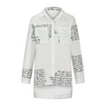 thumbnail image 4 of iHengLiXing Plus Size Womens Tops Dressy Casual Women's Lapel Irregular Front Short Back Long Printed Loose Sexy Long Sleeved Shirt White M, 4 of 6