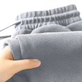 thumbnail image 6 of Men's Straight Leg Waffle Pants,Elastic Drawstring Waist Loose Fit Casual Trousers, Lightweight Breathable Textured Daily Streetwear Clothes with Pockets Light Gray L, 6 of 6