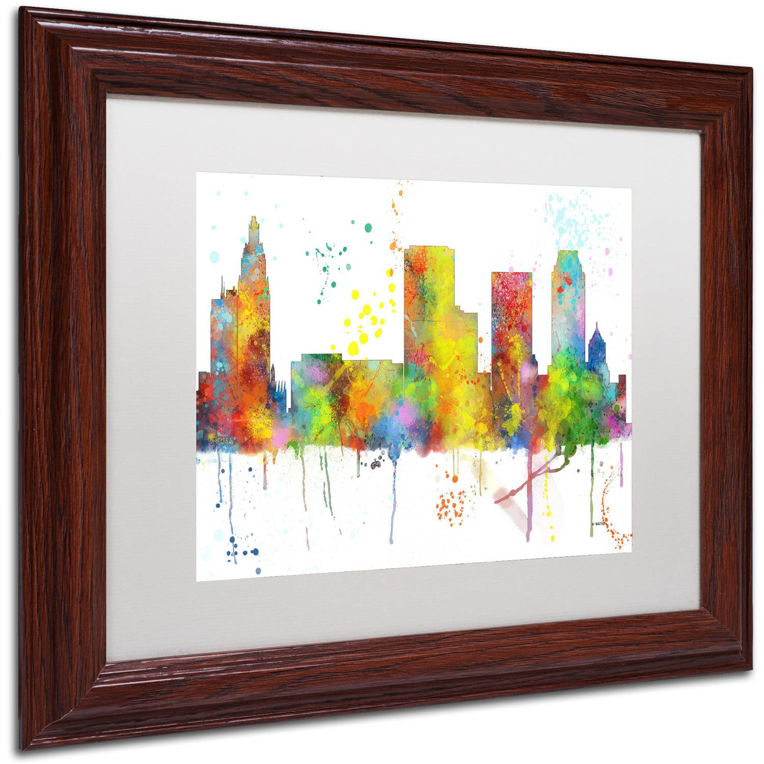 Trademark Fine Art "Tulsa Oklahoma Skyline Mclr-1" Canvas Art by Marlene Watson, White Matte, Wood Frame