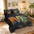 thumbnail image 2 of meiyoeat Dinosaur M Initial Twin Bedding, Cartoon Animals Bedding Comforter Set for Boys Girls, Black Reversible, 7-Piece, 2 of 6