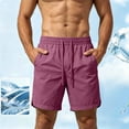 thumbnail image 4 of hlysgo Men's Drawstring Casual Shorts Elastic Waist Loose Fit Quick Dry Solid Short Summer Outdoor Daily Wear Shorts with Pockets Purple,M, 4 of 5