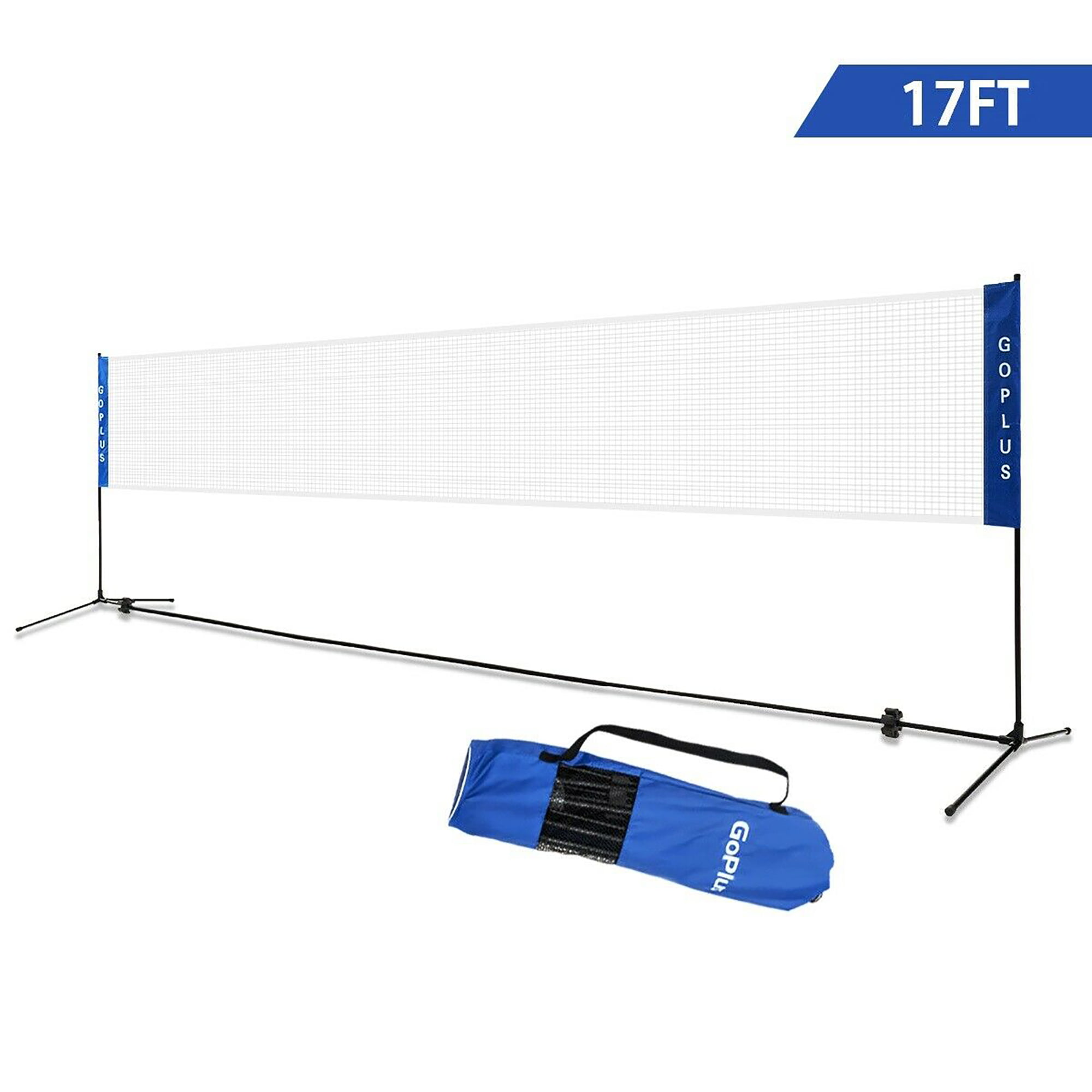 US 20FT Portable Beach Badminton Volleyball Tennis Net Kit W/ Stand Carry Bag 