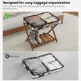 thumbnail image 3 of BAMBOOHOMIE Bamboo Luggage Rack, Folding Suitcase Stand with Storage Shelf for Guest Room, Wide Luggage Stand Foldable for Bedroom Hotel, Brown, 3 of 9