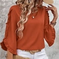 thumbnail image 7 of Gnshining Oversized Tops for Women Ruffle Sleeve Crew Neck Casual Tunic Pullovers Fall Fashion Loose Solid Color Blouse, 7 of 7