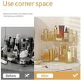 thumbnail image 3 of Corner Bathroom Countertop Organizer, Vanity Organizer Trays for Counter, Makeup Organizers, Perfume Tray, Skincare Shelf Storage Gifts for Women Girl Student (Yellow, 2 Tiers), 3 of 6