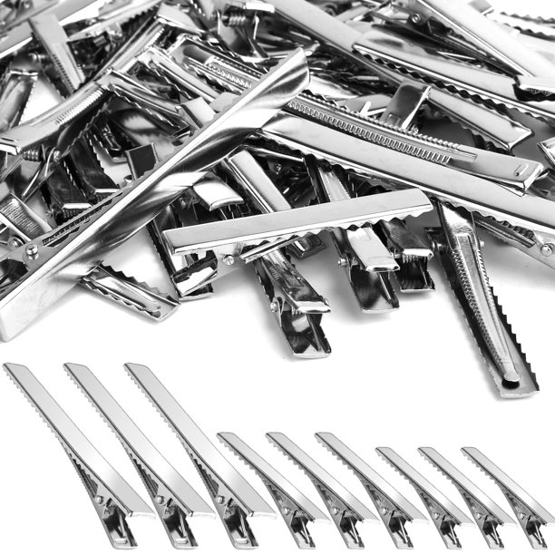 Phszz 70 Pinzas Para El Pelo De Cocodrilo, 3 Tamaños, Pinzas Para El Pelo Plateadas De Metal De Gran Tamaño, Pinzas Para El Pelo De Peluquería De Una Sola Punta, Accesorios De Bricolaje, Horquillas Pa