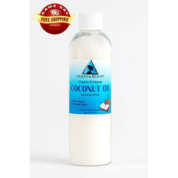 COCONUT OIL 92 DEGREE ORGANIC CARRIER REFINED COLD PRESSED 100% PURE 4 OZ