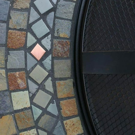 UniFlame 36" Wood Burning Slate & Copper Tile Wrought Iron Fire Pit | WAD931SP