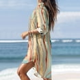 thumbnail image 5 of USSUMA Long Sleeve Summer Dresses for Women Casual Loose Button Down Pocket Beach Covers Beach Party Midi Sundresses V Neck Plus Dress Starfish Print Sun Dress Wedding Guest, 5 of 7