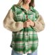 thumbnail image 1 of Chaqueta Gibobby de cuadros en contraste para mujer de oveja engrosada invierno verde M, 1 of 5
