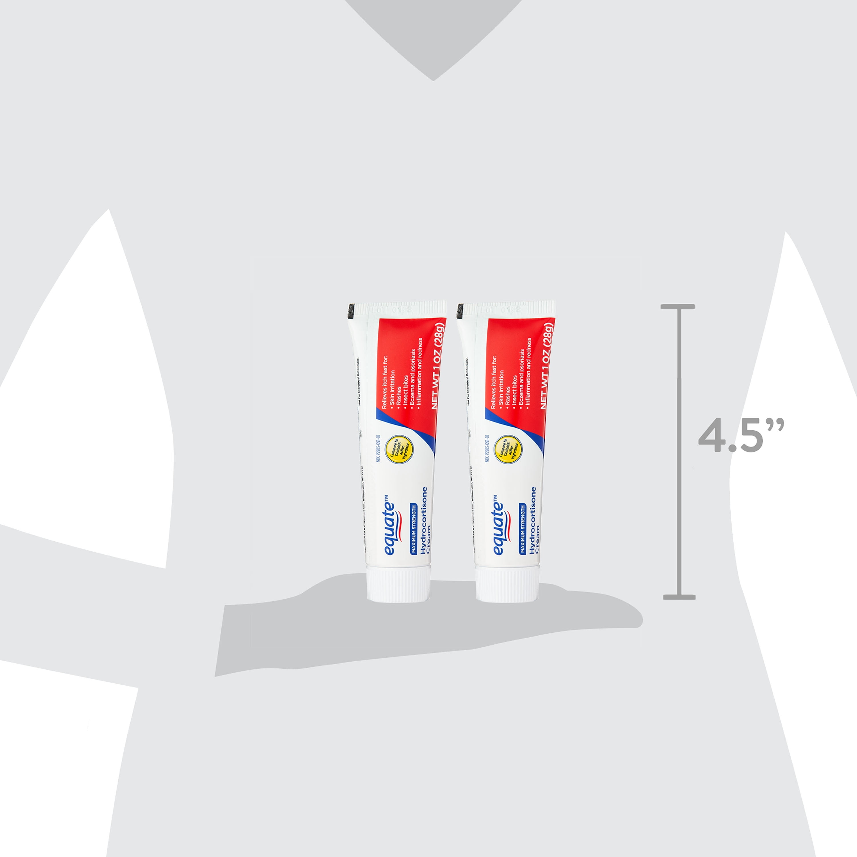 Equate Maximum Strength Anti Itch Hydrocortisone Cream, 4 oz (2x2 oz), 2 Pack, Compare to Cortaid® Active Ingredient