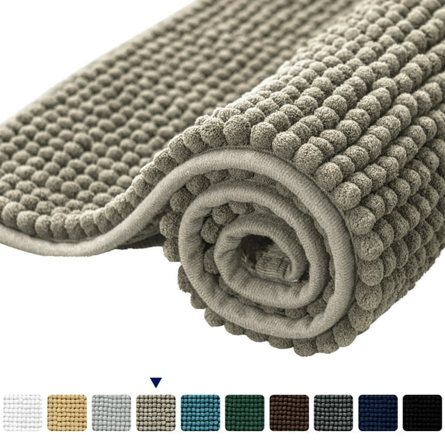 Subrtex Chenille Microfiber Non Slip Absorbent Soft and Thick Washable Dry Fast Noodle Bath Mat
