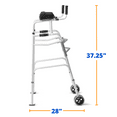 thumbnail image 3 of Medline Upright Folding Walker for Seniors, 5-In Wheels, 300 lb Weight Capacity, Aluminum, Silver, 3 of 6
