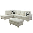 thumbnail image 7 of DOMETOUR Faux Leather Sofa Set For Living Room, Sectional Couches L Shaped Couch Living Room Furniture, Modular Sectional Sofa Set with Storage Ottoman for Apartment, 3-Piece Sofa White, 7 of 7