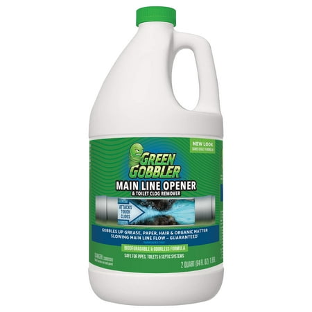 Green Gobbler Ultimate Main Drain Opener | Drain Cleaner Hair Clog Remover | Works On Main Lines  Sinks  Tubs  Toilets  Showers  Kitchen Sinks | 64 fl. oz.