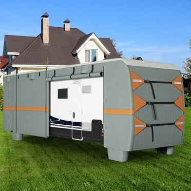 Dextrus 30-33FT Upgraded Class A RV Cover Super Thick Waterproof Windproof Anti-UV Rip-Stop Motorhome Covers with 2 Long Straps 4 Tire Covers