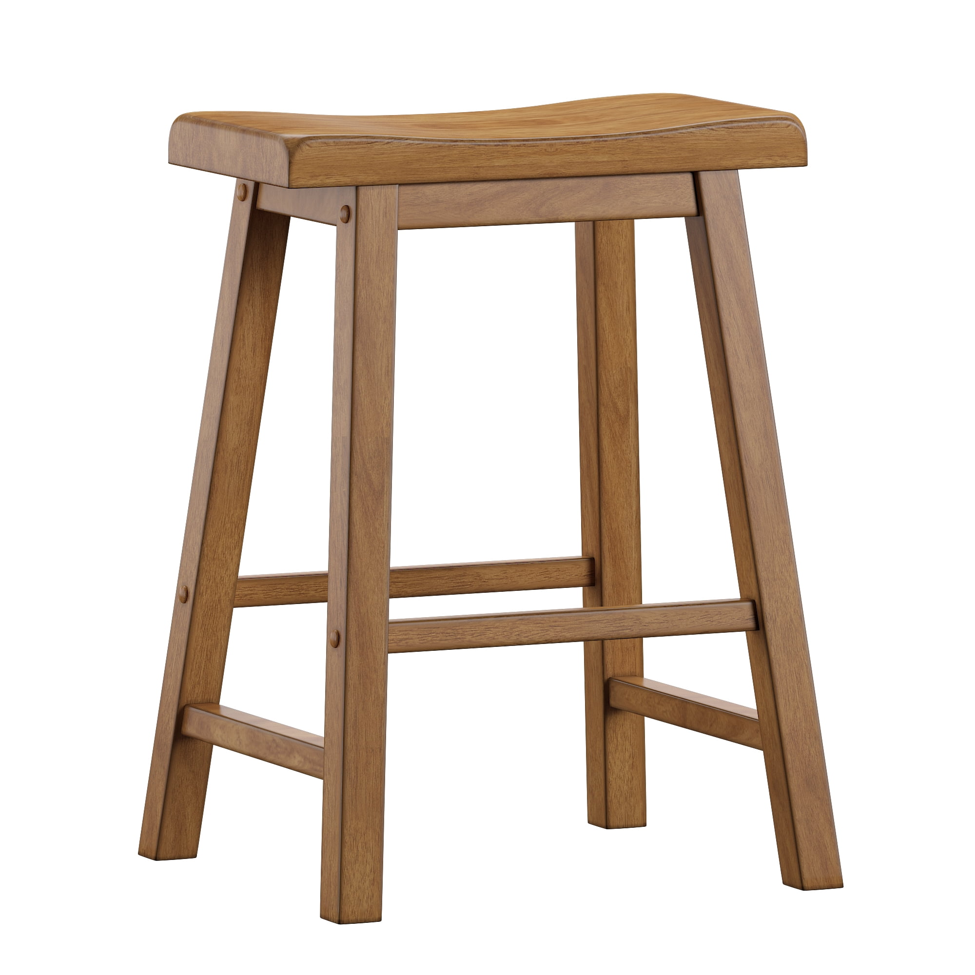Weston Home Ashby Saddle Seat Backless Wood Counter Stools, Set of 2, Oak