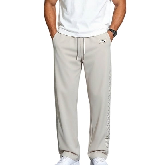 Hurxie Mens Athletic Pants Lightweight Slim Fit Track Pants with Pockets, Quick Dry Sports Pants for Running Gym Khaki,L