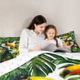 thumbnail image 5 of jejeloiu Tropical Bird Animal Queen Comforter Set,Green Botanical Monstera Leaf Bedding Comforter Set For Teens Reversible 3-Piece, 5 of 8
