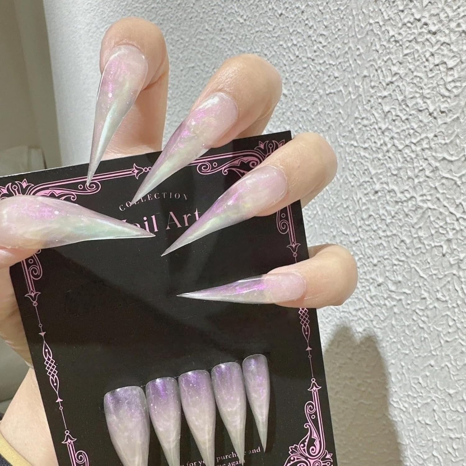 Cat Claw Press on Nails Long Stiletto Purple Aurora Colors Cute Animals Style Reusable Thick Acrylic Press on Nails Cat Dragon Eagle Claw False Nail with Y2K Style Design Glossy Glue on Nail