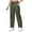 Green, variant on Women's High Waisted Wide Leg Pants with Pockets - Stretchy Casual Pants, Adjustable Drawstring Waist Black M