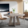 thumbnail image 1 of Tribesigns 47-Inch Round Wooden Conference Table for 4-6 People, Modern Meeting Room Table with Thick Tabletop, Wood Base, and Adjustable Foot Pads, Brown, 1 of 6