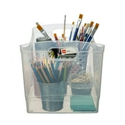 Mainstays Clear Plastic Utility Storage Bin Organizer with Built-In Handles, Large Storage Container for Pantry, Closet, Cabinet and Shelf Organization, 15.3 x 10.4 x 9.8