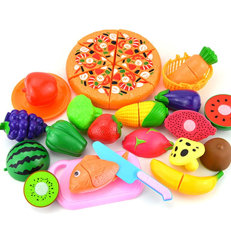 24Pcs/set Plastic Kitchen Food Fruit Vegetable Cutting Toys Kids Pretend  Play Educational Toy