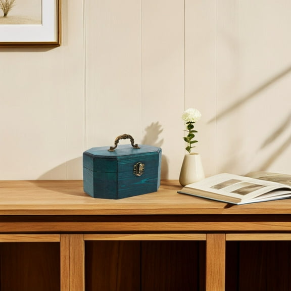 FRCOLOR Vintage Wooden Storage Box With Handle Jewelry Organizer Decorative Trinket Box Desktop Trinket Box Rustic Jewelry Storage Case