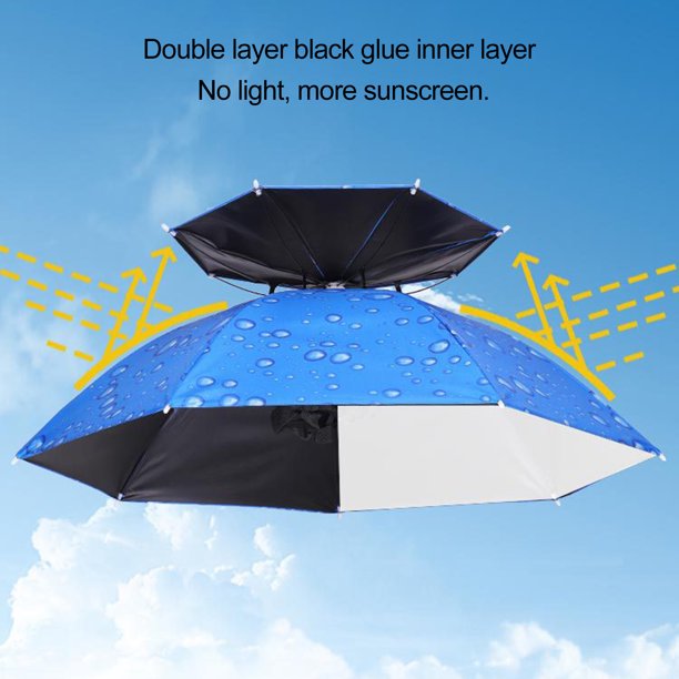 Neinkie Double Hat Umbrella Convenient Open Ventilation Rainproof Oxford Cloth Fishing Golf Umbrella Hat For Outdoor Activities Other
