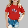 thumbnail image 2 of Bysome Kids Patriotic Shirt For Girls Love Heart Letter Flag Print Casual Comfortable Tshirts Crew Neck Short Sleeve Summer Girls Tops Red Size 12-18 Months, 2 of 4