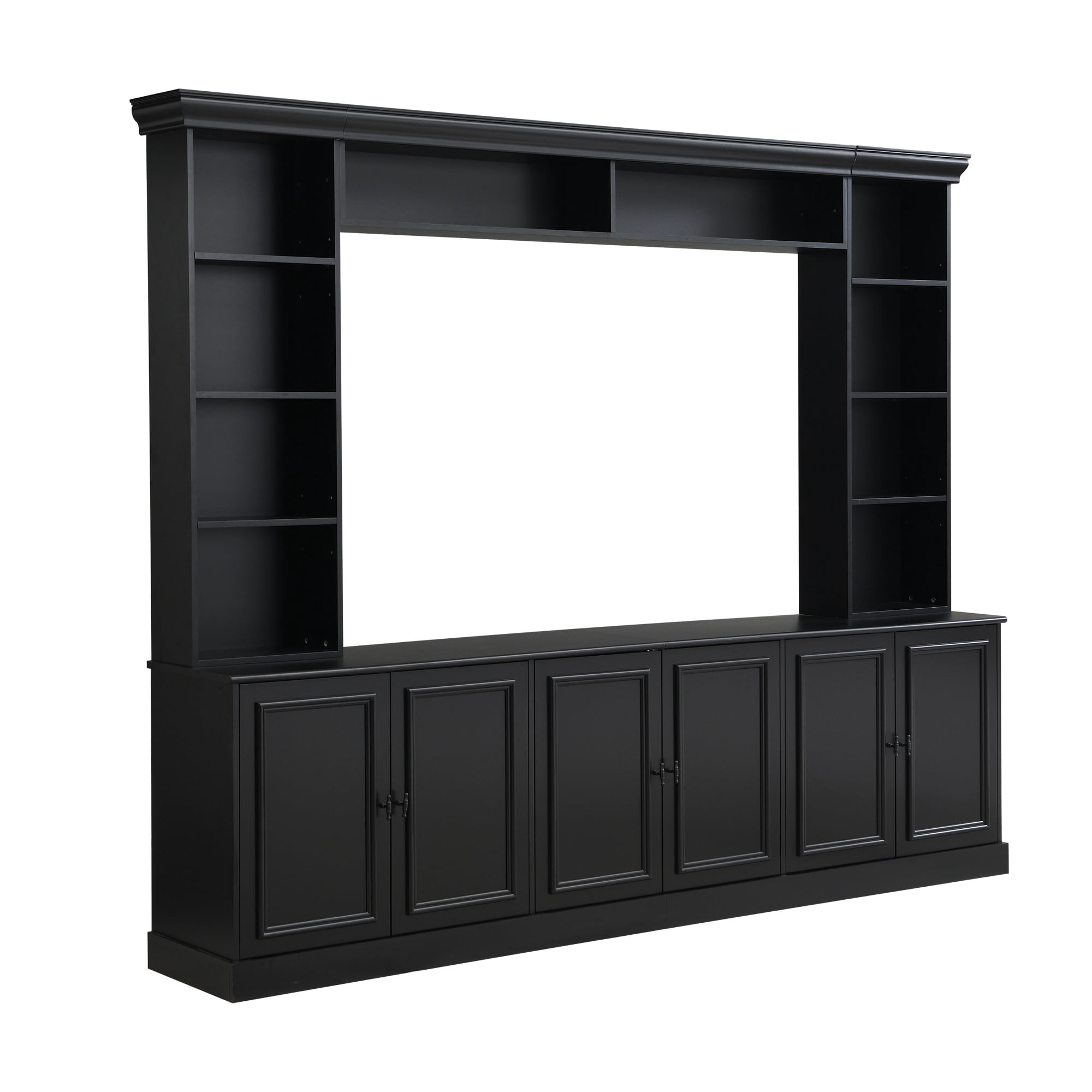 EUROCO 97.4"W Elegant 4-Piece Wall Unit Entertainment Center with Bookshelf for TVs Up to 70", Versatile TV Stand with Adjustable Shelf, Mid-Century Media Console for Living Room
