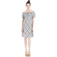 thumbnail image 4 of Max Studio London Womens Off The Shoulder Shift Dress, Grey, X-Small, 4 of 4