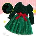 thumbnail image 4 of NAISIBABY Girls Christmas Dresses, Ruffles Long Sleeve Sequin Tulle Bowknot Fall Winter Party Velour Dresses Green 1T, 4 of 9