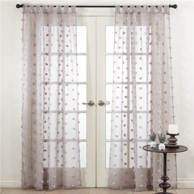 SARO C209.GY54108 54 x 108 Po Rideaux de Fenêtre Pom Pom - Gris