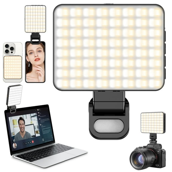 Selfie Light, AMIR 128 LED Video Light Rechargeable Magnetic Fill Light 3 Light Modes Cold Shoe Mount Selfie Light for Phone Laptop TikTok Youtube Makeup Travel