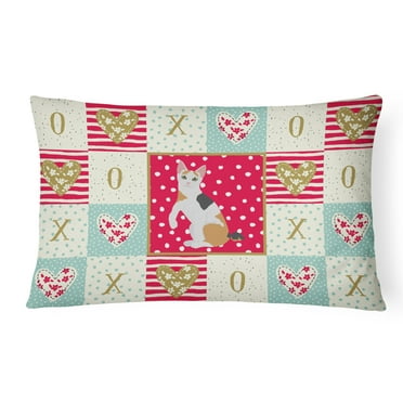 Japanese Bobtail Cat Love Canvas Fabric Decorative Pillow