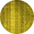 thumbnail image 1 of Ahgly Company Machine Washable Indoor Round Persian Yellow Traditional Area Rugs, 5' Round, 1 of 4