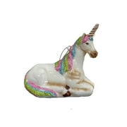 Christmas Tree Ornaments - Figurine Glass from Christmas By Krebs - Handcrafted Hanging Holiday Decor for Trees (Laying Unicorn)