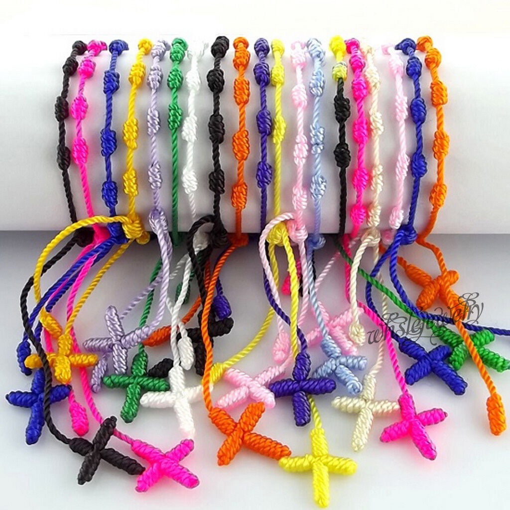12pcs Handmade Rosary Cross Decenarios Bracelets, in USA, Free
