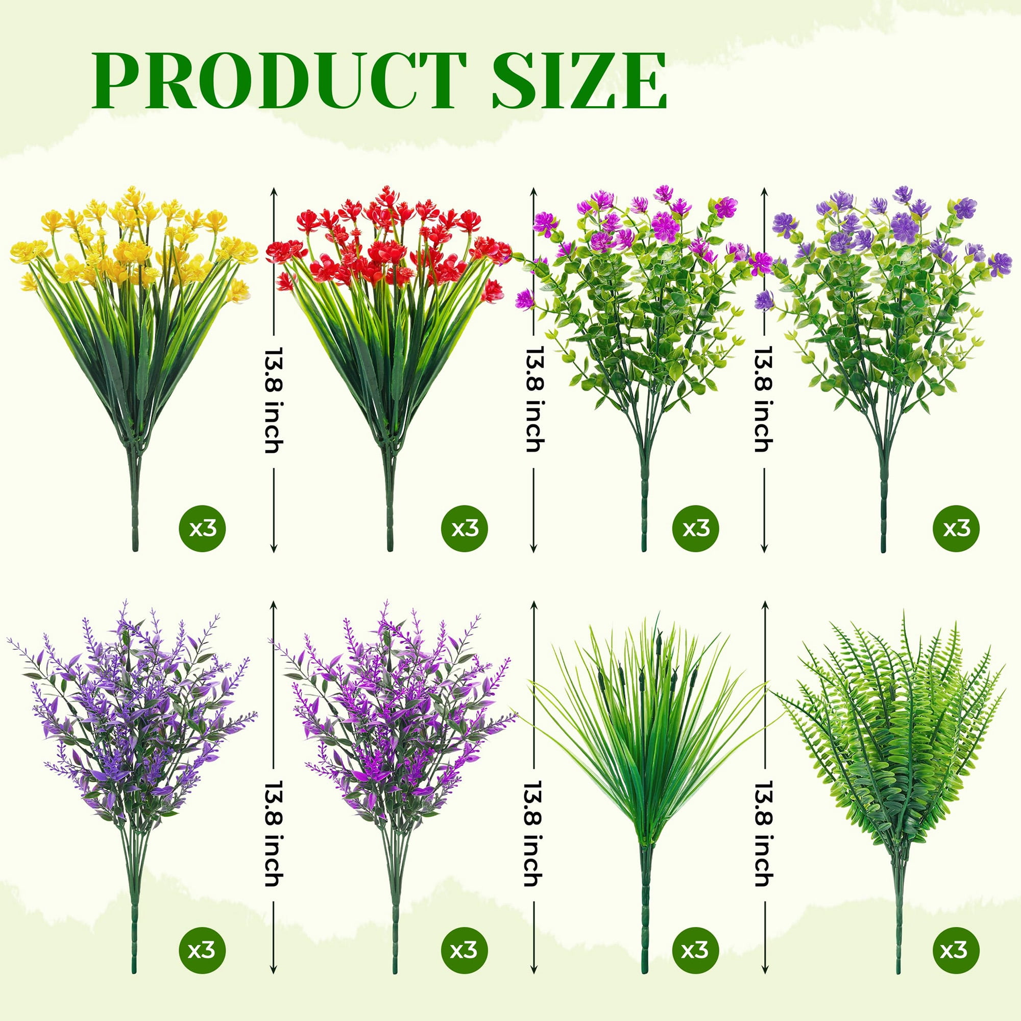 Artificial Flowers Bulk 24 Bundles, UV Resistant Fake Flowers for Outdoors, Perfect for Garden Patio Porch Window Box Decor, Year Round Colorful Spring Display, Colourful
