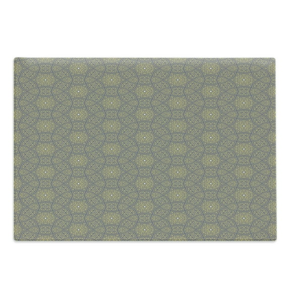 Traditional Cutting Board, Floral Pattern with Curly Leaf Motifs Antique Ornament, Decorative Tempered Glass Cutting and Serving Board, Large Size, Purple Grey and Yellow, by Ambesonne