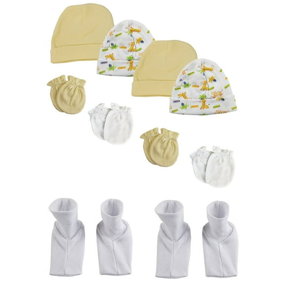 Baby Boy, Baby Girl, Unisex Infant Caps, Booties and Mittens (Pack of 10)