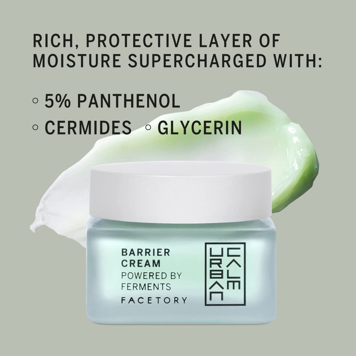 Urban Calm Barrier Cream Hydrating Face Moisturizer for Dry, Sensitive & Aging Skin with Hyaluronic Acid & Fermented Honeybush 1.69 Fl Oz