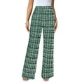 thumbnail image 2 of Women's Comfortable Woven Plaid High Waisted Straight Leg Trousers for Winter, Warm Casual Pants, Elastic Waist Office Pants for Women, Fall Winter Fashion,Green,L, 2 of 7