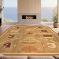 thumbnail image 2 of Design&I 6'x9' Washable Area Rug Motif Vintage Hardwood Tones Bold Jersey Numbers Stripe Basketball Flowing for Queen Size Bedroom, Under Bed, Sleek Flatweave Pet Friendly, 2 of 7