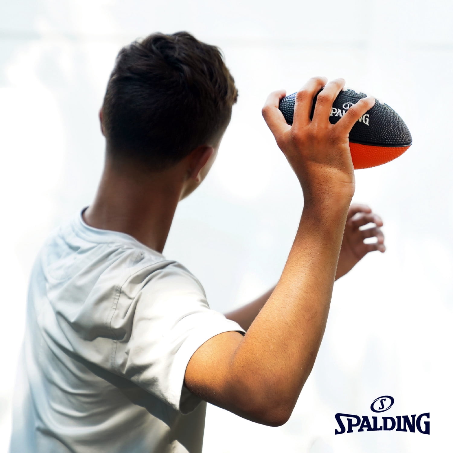 Spalding Football Pylon Toss Game, Easy-Grip Foam Football with Wooden Base & 10 Pins, Fun Backyard Target Challenge Set for All Ages, Great for Lawn, Beach, or Tailgate Play