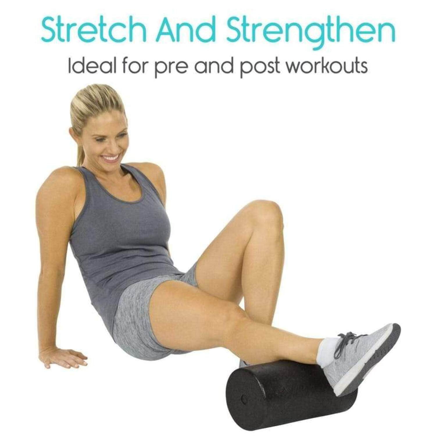 Vive High-Density Round Foam Roller 12” - for Back, Legs, Exercise and Muscle Massage